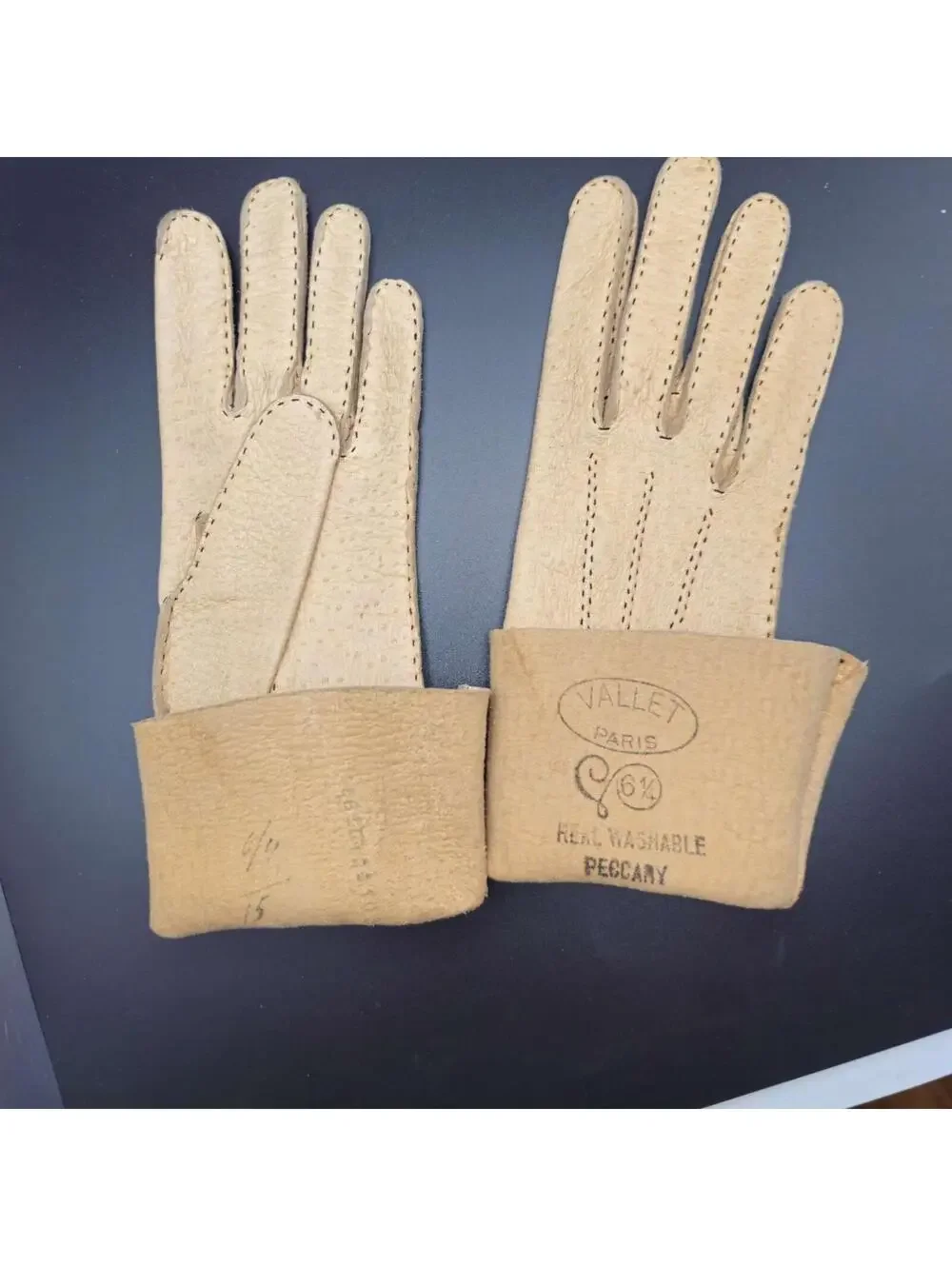 Vintage 1940's Vallet Paris Pigskin Leather Gloves Size 6.5